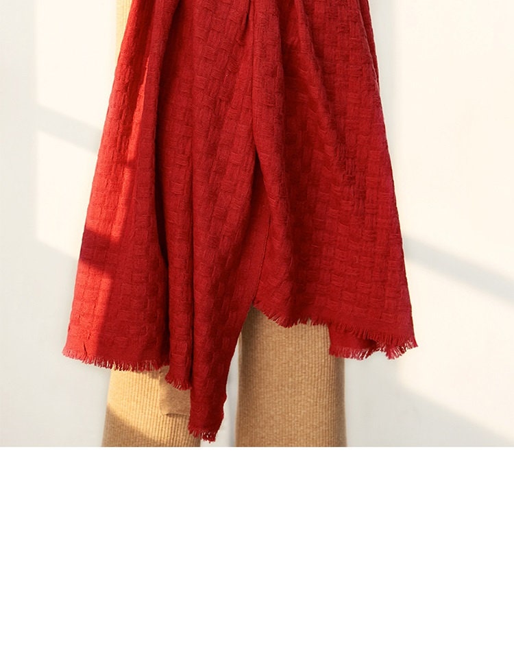 FREE GIFT - Red Scarf, Dark Blue Scarf, Alpaca Wool Scarf, Scarves for Winter, Scarves for Ladies, Soft Scarves, Hand-Made Warm Scarves