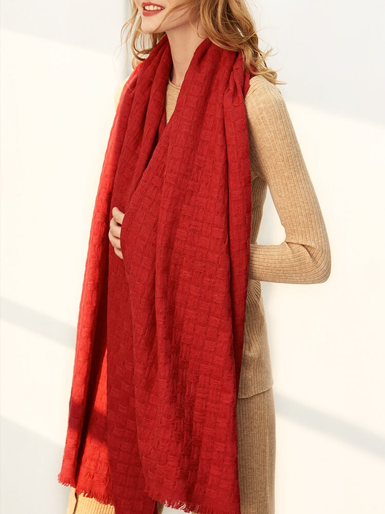 FREE GIFT - Red Scarf, Dark Blue Scarf, Alpaca Wool Scarf, Scarves for Winter, Scarves for Ladies, Soft Scarves, Hand-Made Warm Scarves