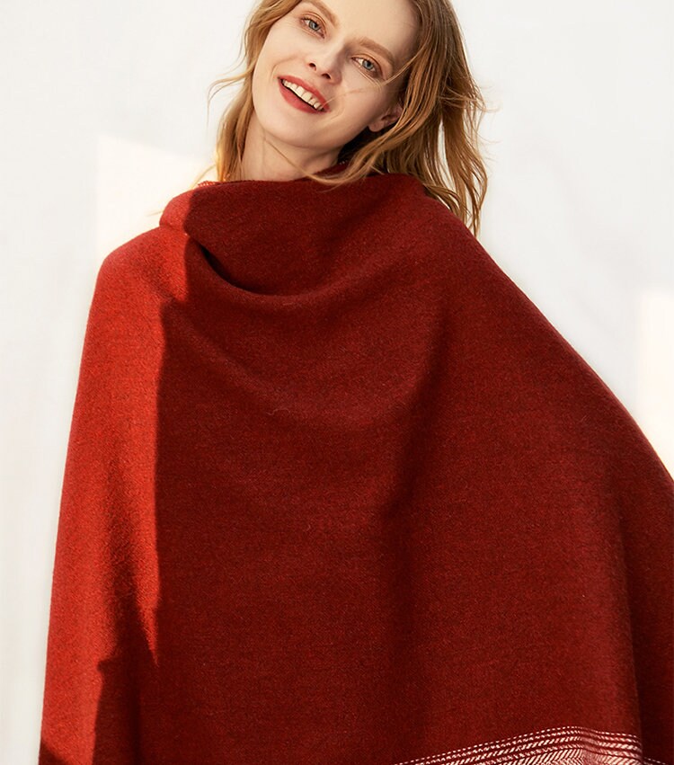 FREE GIFT - Yak Wool Scarf, Lambswool Scarf, Red Scarf, Black Scarf, White Border Printed Scarf, Winter Scarf, Ladies Scarves