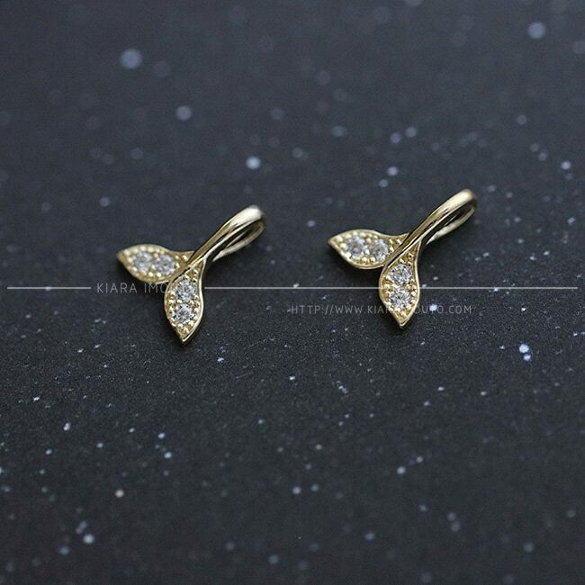 Mermaid Tail Pendant, Elegant CZ Jewelry for Girls, Dreamy Fantasy Jewelry in Solid 9k Gold, Dainty Charm for Swimmers and Beach Lovers