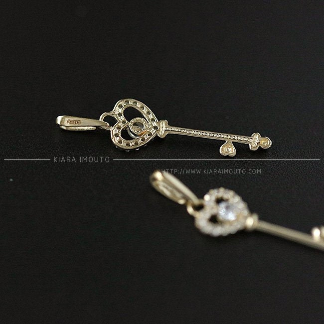 Key to My Heart Romantic Pave Pendant, Cubic Zirconia in Open Heart Pave Setting, Elegant Key Necklace, Valentine's Day Gifts for Her