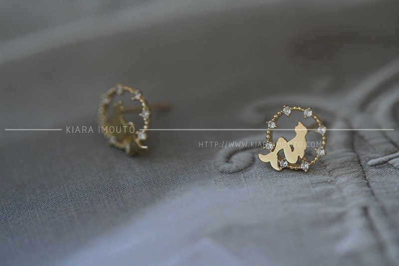Fairy Mermaid Princess Earrings, Cubic Zirconia Studs, 9ct Solid Gold, Mermaid Earrings, Gold Stud Earrings, Little Girls Birthday Gift