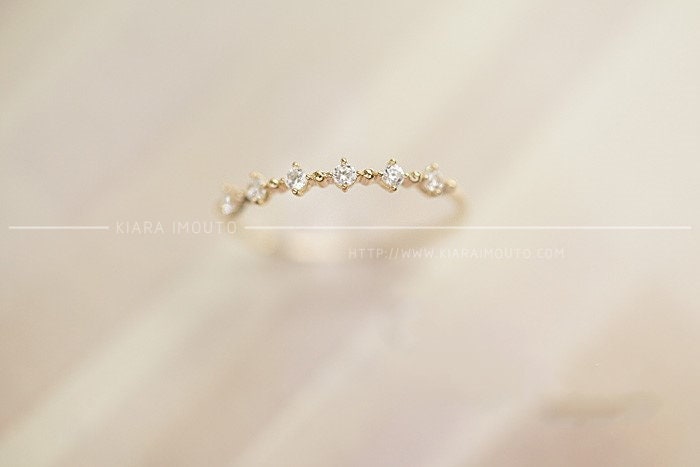 14K Gold Ring, Mini Diamond Ring, Thin Gold Ring, Engagement Ring, Wedding Ring, Simple Vintage Rings, Rings For Women, Rings for Girls