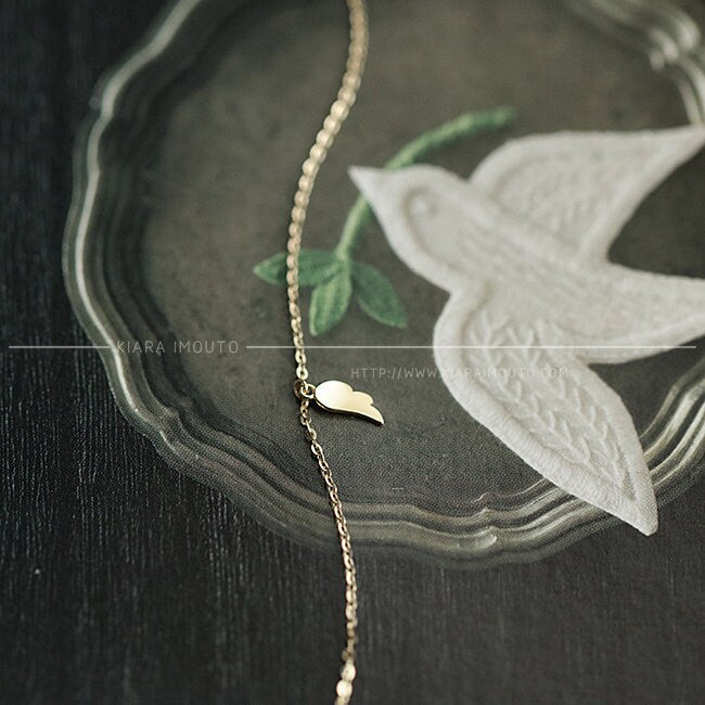 pure 14k gold angel wing bracelet dainty exquisite small wings slim bracelet female gift heart