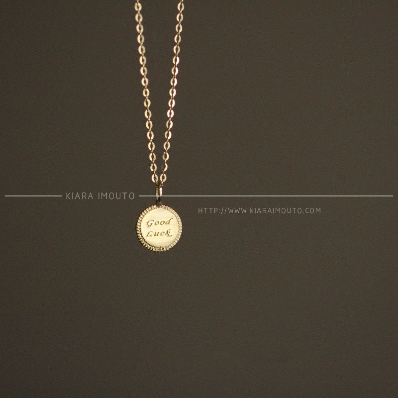Pure 9k Gold Good Luck Charm Necklace, Goodluck Small Necklace Pendant, Lucky Gold Coin Pendant, Lucky Charms, Good Luck Gifts