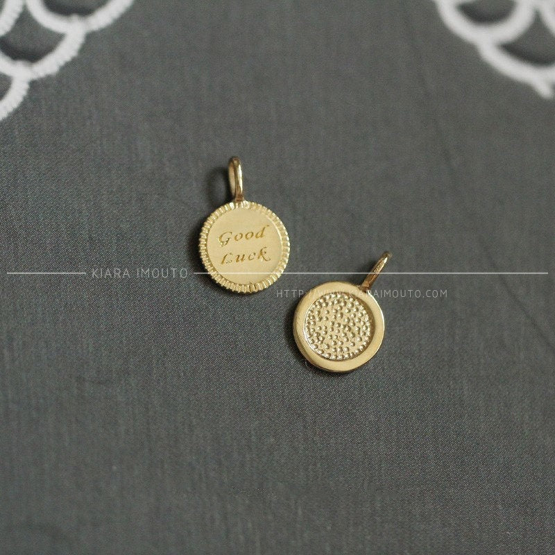 Pure 9k Gold Good Luck Charm Necklace, Goodluck Small Necklace Pendant, Lucky Gold Coin Pendant, Lucky Charms, Good Luck Gifts
