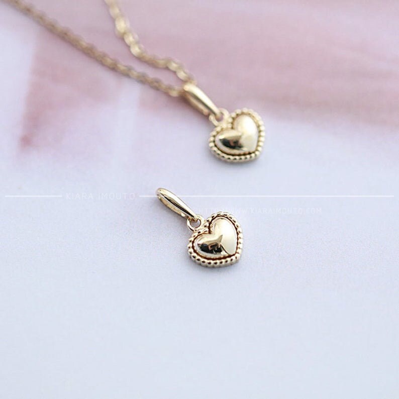 9k Gold 3D Love Heart Pendant, Bracelet Charm, Exquisite Heart Shape Necklace Chain, Valentines Day, Monthiversary Gift Ideas For Girlfriend