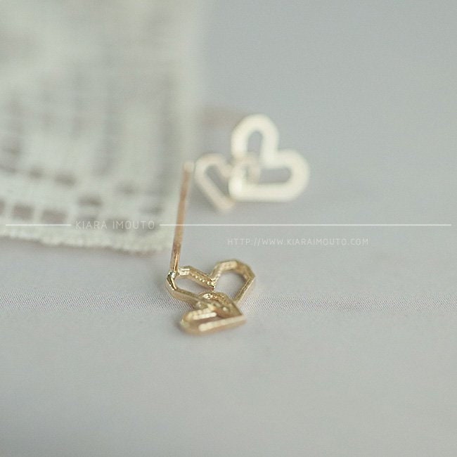Intertwined Heart Earrings, Gold Heart Earrings, Romantic Valentine's Day Gifts for Women, 9 Karat Gold Hearts Stud Earrings