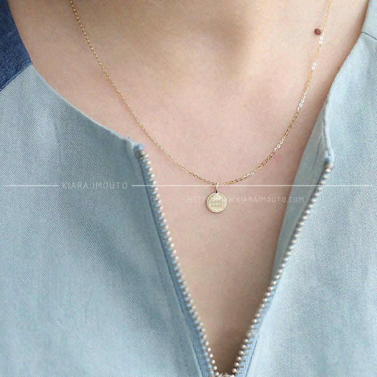 Pure 9k Gold Good Luck Charm Necklace, Goodluck Small Necklace Pendant, Lucky Gold Coin Pendant, Lucky Charms, Good Luck Gifts