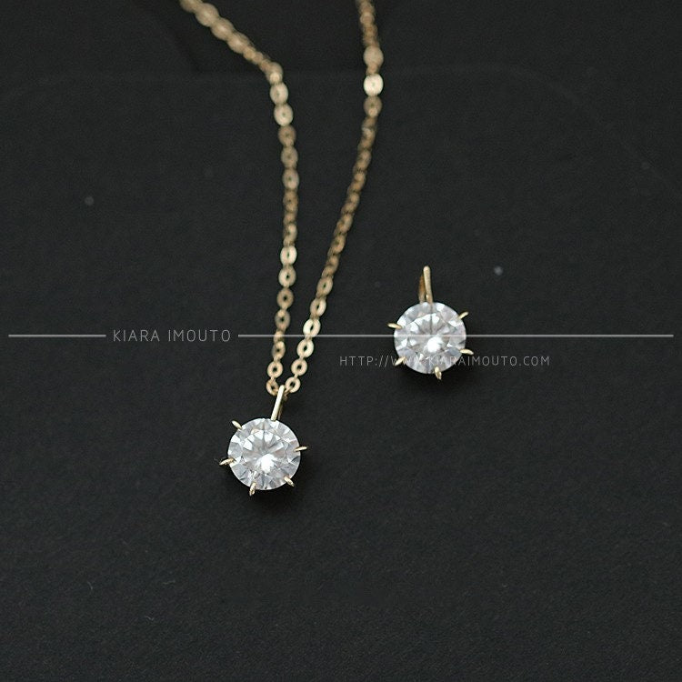 shine 9k gold six-claw classic simple single diamond light luxury pendant female clavicle chain pendant