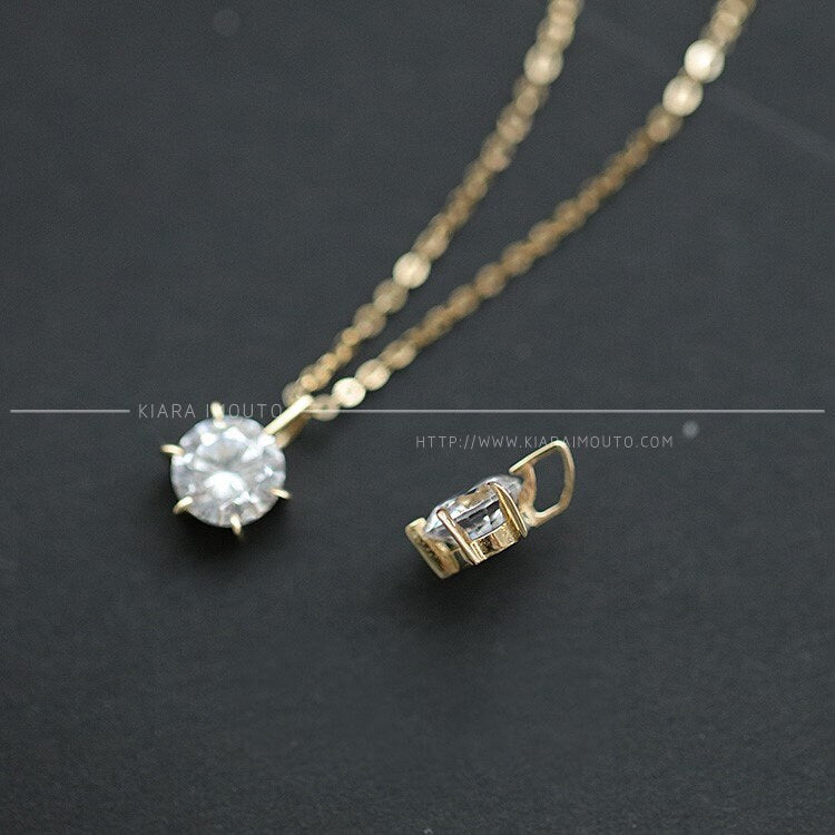 shine 9k gold six-claw classic simple single diamond light luxury pendant female clavicle chain pendant