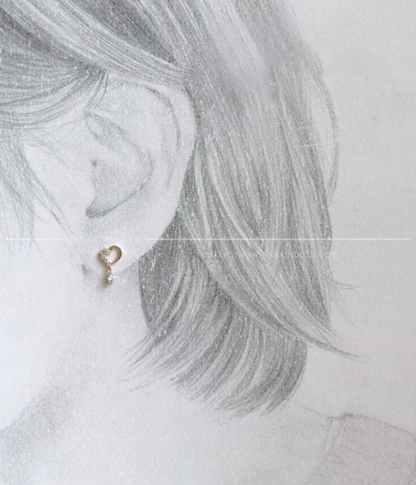 Love Dangle Drop Earrings, Wedding Earrings, Bridal Earrings, 9k Gold Stud Earrings, Heart Shaped Hanging Earrings, Heart Stud Earrings
