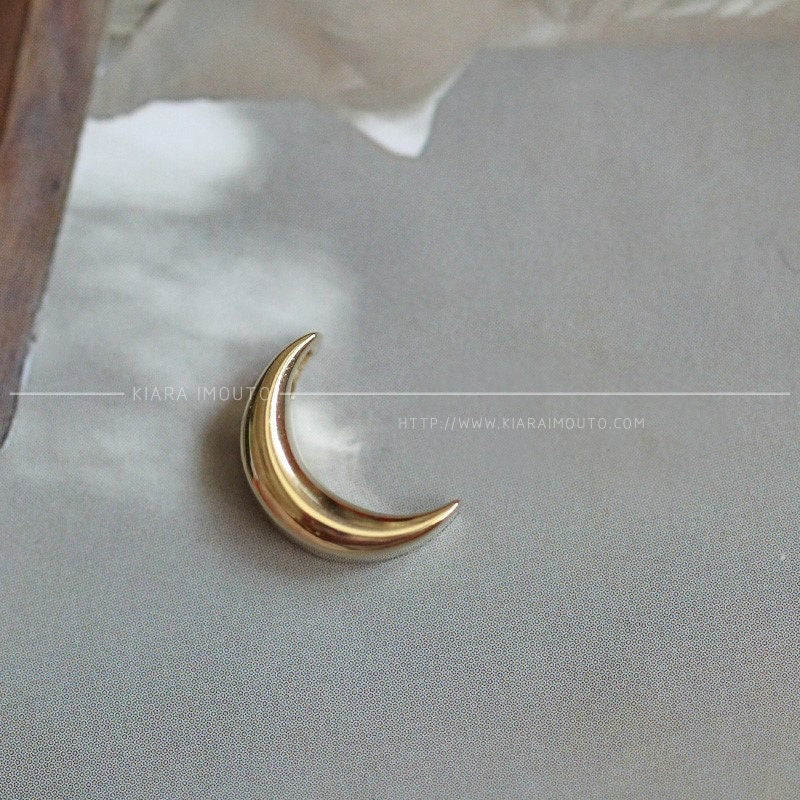 Minimalist Moon Pendant Pure 9k Gold Moon Pendant Necklace Half Moon Pendant