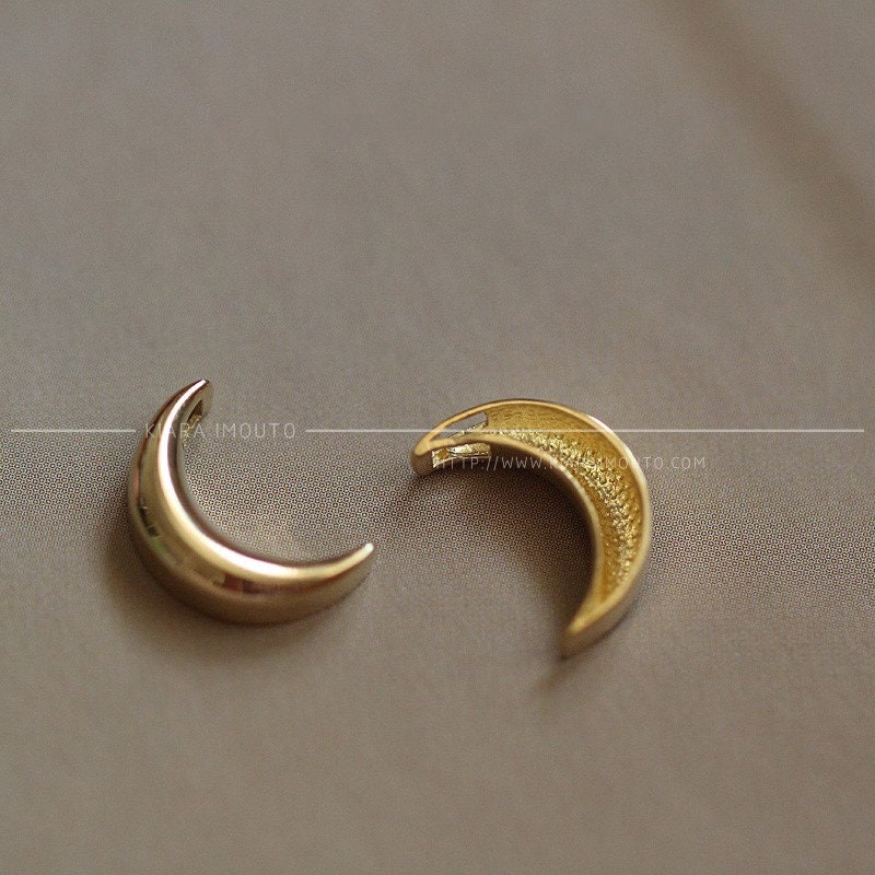 Minimalist Moon Pendant Pure 9k Gold Moon Pendant Necklace Half Moon Pendant