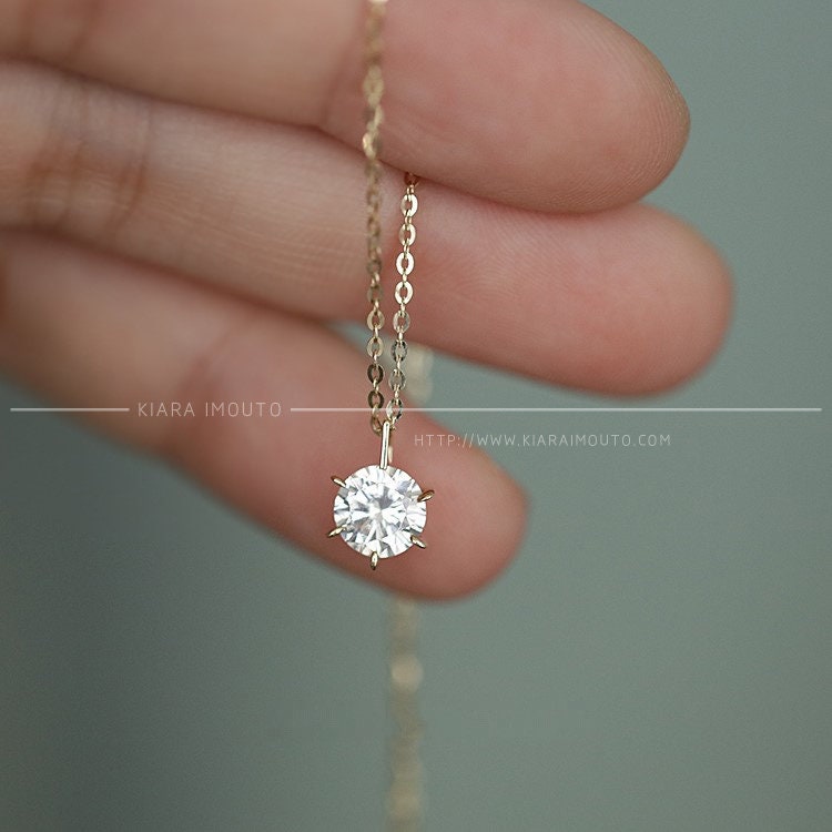 shine 9k gold six-claw classic simple single diamond light luxury pendant female clavicle chain pendant