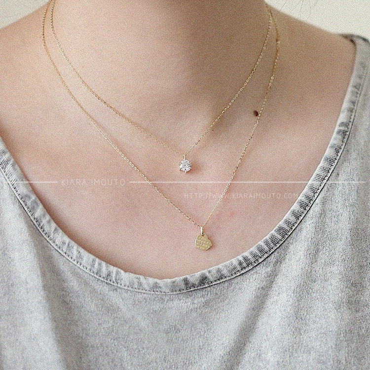 shine 9k gold six-claw classic simple single diamond light luxury pendant female clavicle chain pendant