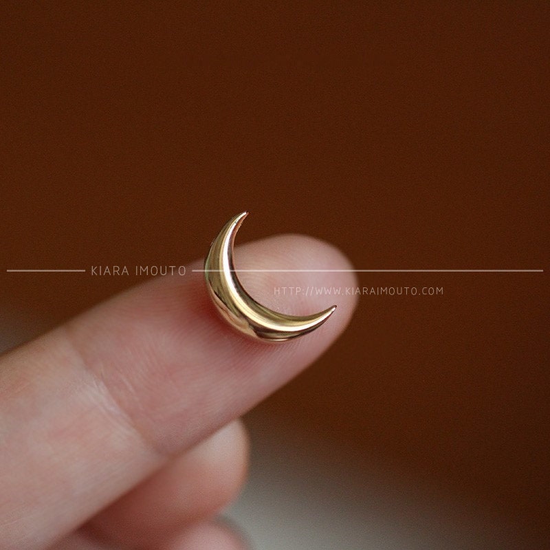 Minimalist Moon Pendant Pure 9k Gold Moon Pendant Necklace Half Moon Pendant