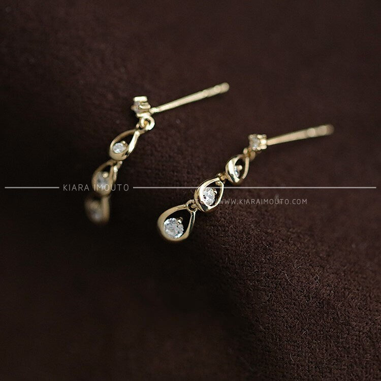 Pure 9k Gold Teardrop Bridal Earrings, Teardrop Dangle Earrings, Teardrop Earrings, Gold Teardrop Earrings, Teardrop Cz Diamond Earrings