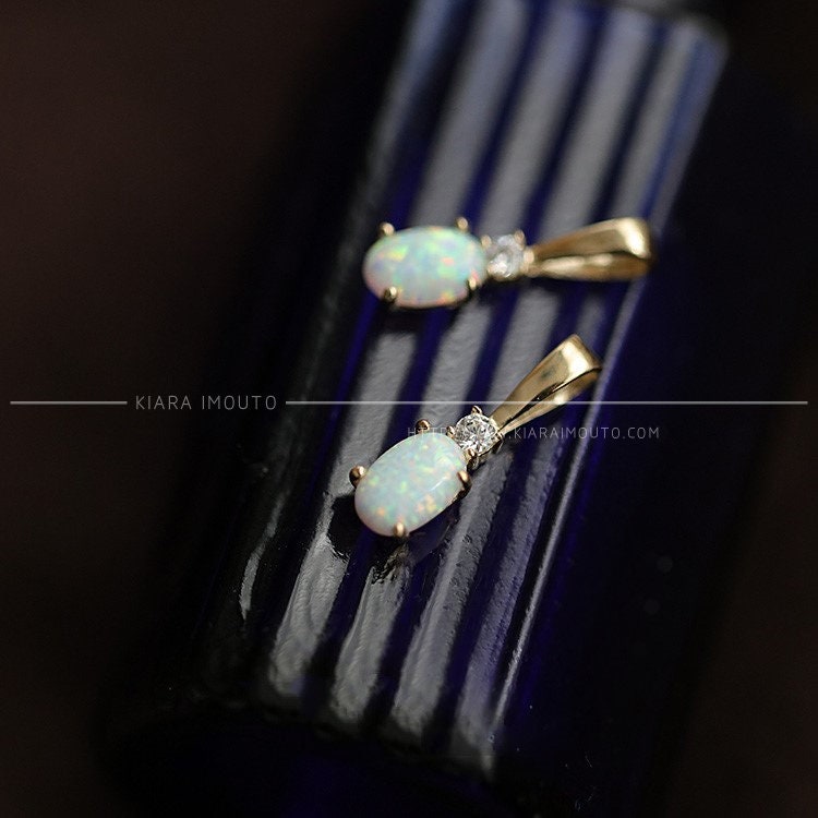 Synthetic Fire Opal Pendant, Egg Shaped Opal, Simple Necklace Pendant, Pure 9k Yellow Gold, Oval Opal Pendant, Gold Pendant For Women