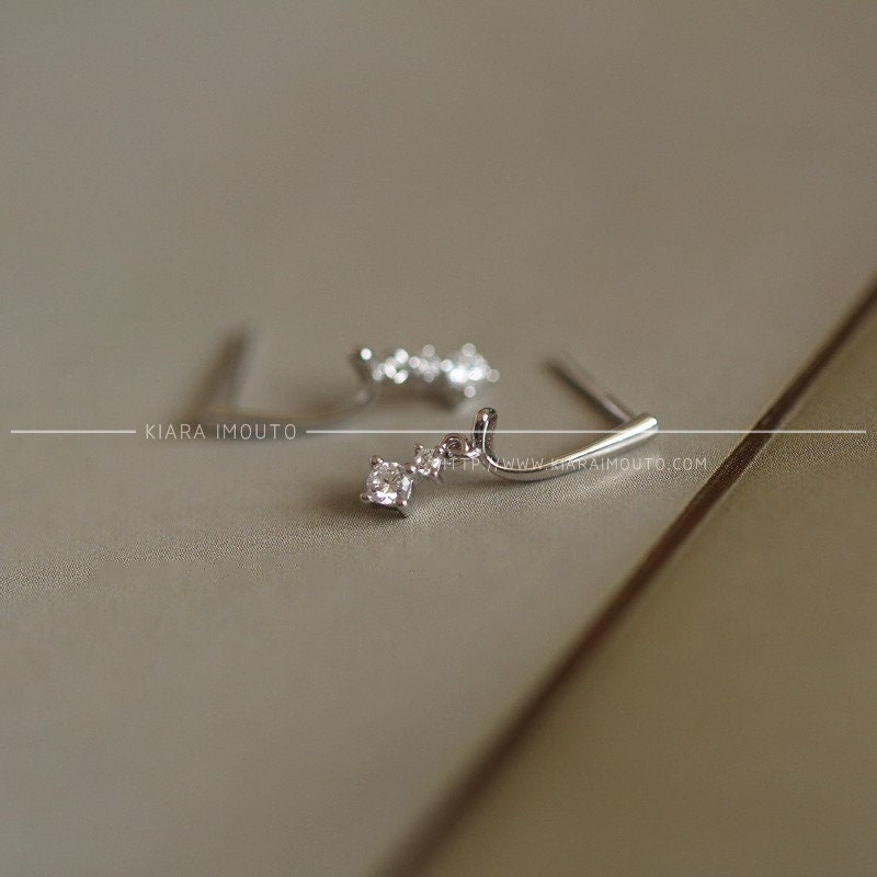 Small Hook Earrings 925 Sterling Silver Small Zircon Mini Goddess Earrings