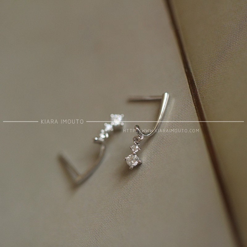 Small Hook Earrings 925 Sterling Silver Small Zircon Mini Goddess Earrings