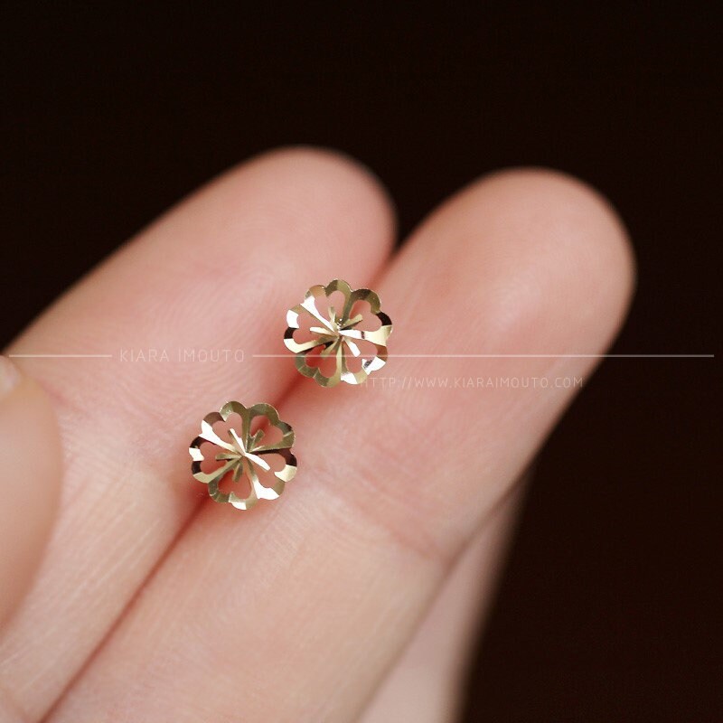 Sakura Flower Earrings, Solid 9k Gold Earrings, Cherry Blossom Earrings, Flower Earrings, Blossom Earrings, Sakura Earrings, Cute Earrings