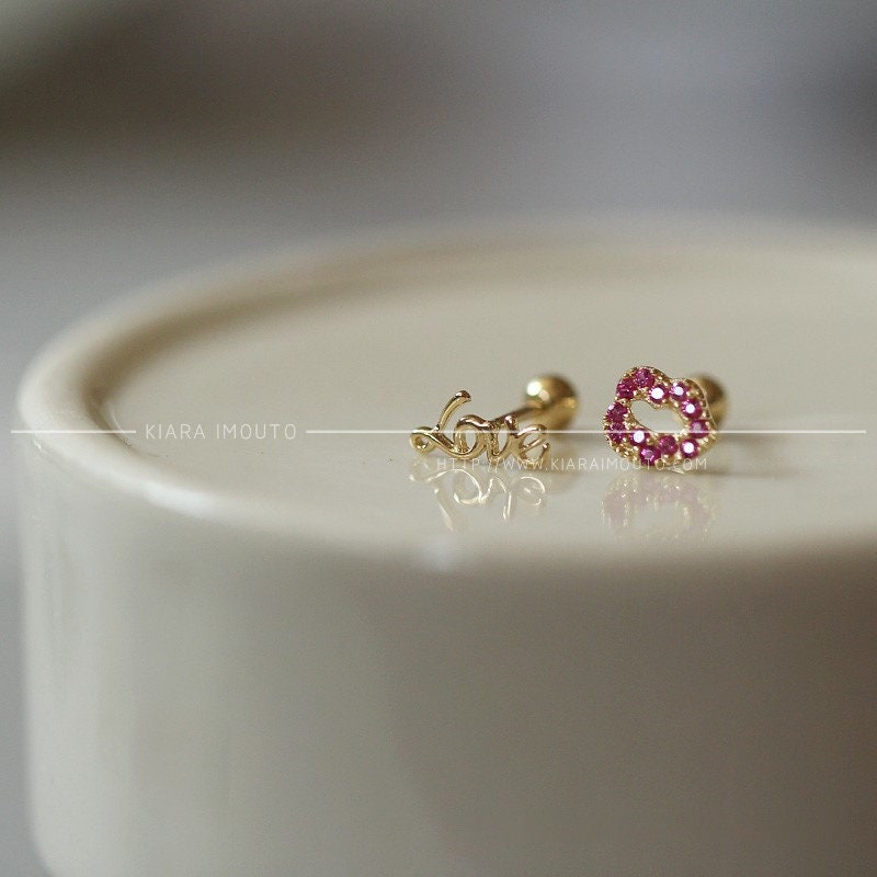 9K Gold Love Sexy Lip Cute Stud Earrings, Asymmetrical Earrings, Mismatch Pair Earrings For Girls, Different Earring Designs, Gift for Her
