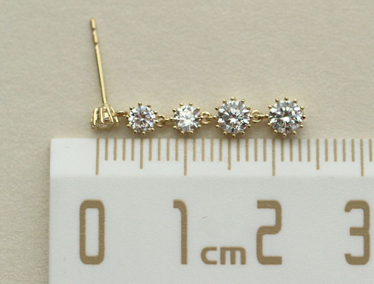 Bridal Drop Earrings, Diamond Long Drop Earrings, Bridal Long Earrings, Diamond Stud Earrings, Wedding Earrings, 9K Gold Dangle Earrings