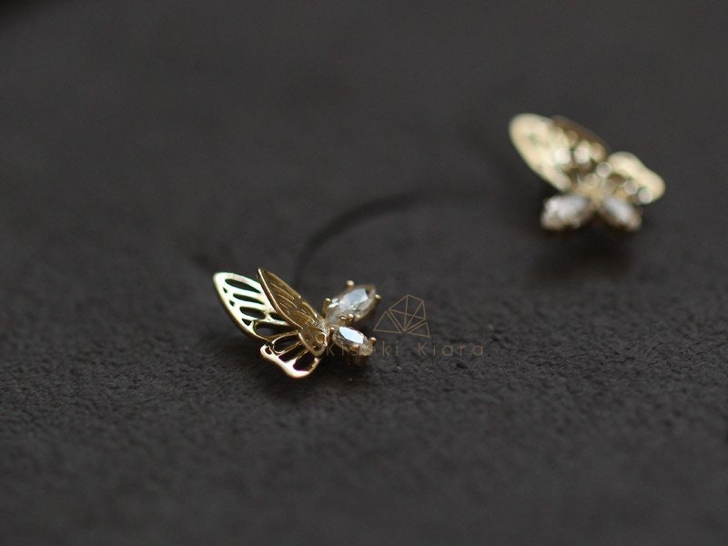 Butterfly Earrings, CZ Diamond Stud Earring, Birthstone Earrings uk, Daily Wear Gold Earring, Dainty Earrings, Minimal Earring, Chic Earring