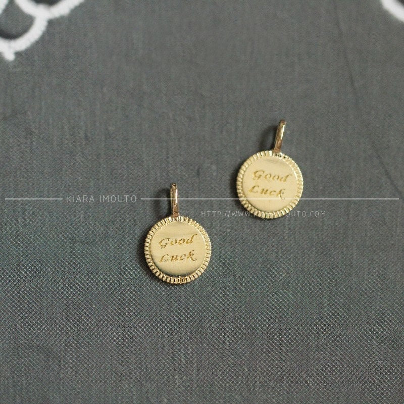 Pure 9k Gold Good Luck Charm Necklace, Goodluck Small Necklace Pendant, Lucky Gold Coin Pendant, Lucky Charms, Good Luck Gifts
