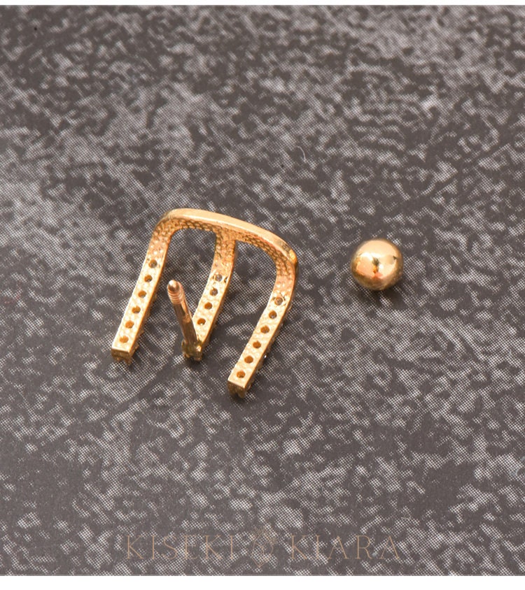10k Solid Gold 3-prong Claw Rake Screw Post Earrings, Letter E Initial Earrings, Ball Screwbacks, Unique Earrings Women, Statement Earrings