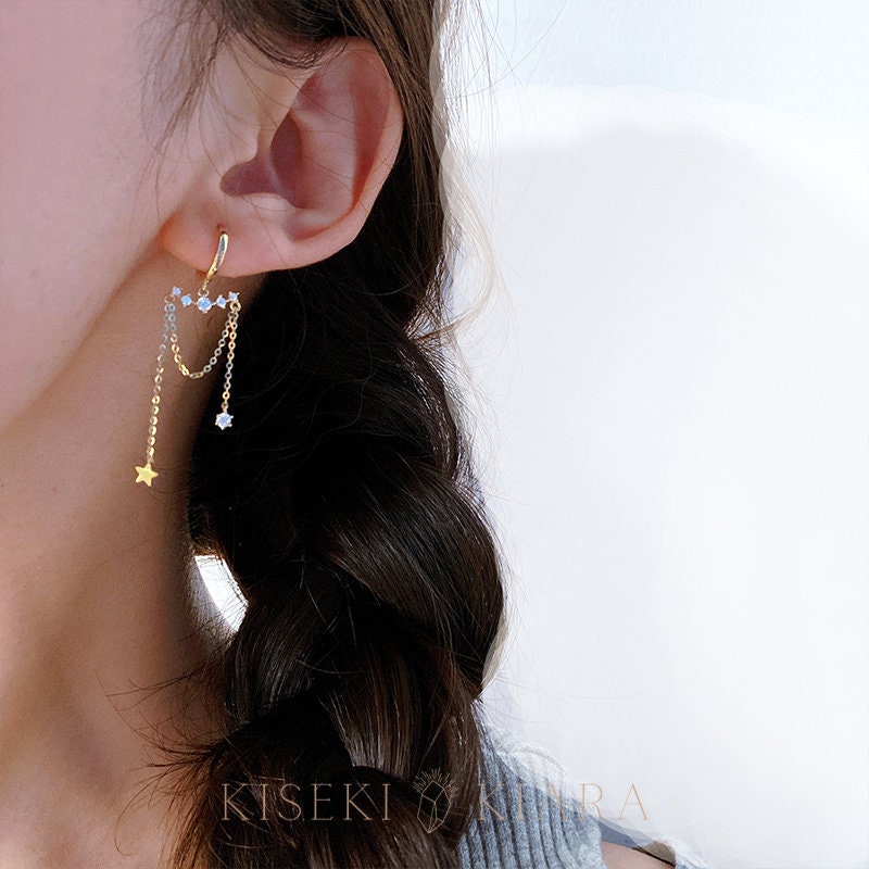 10k Solid Gold Chandelier Dangle Drop Earrings, Elegant Dangling Earrings, Hanging Hoop Earrings, Dangly Earrings, Long Statement Earrings