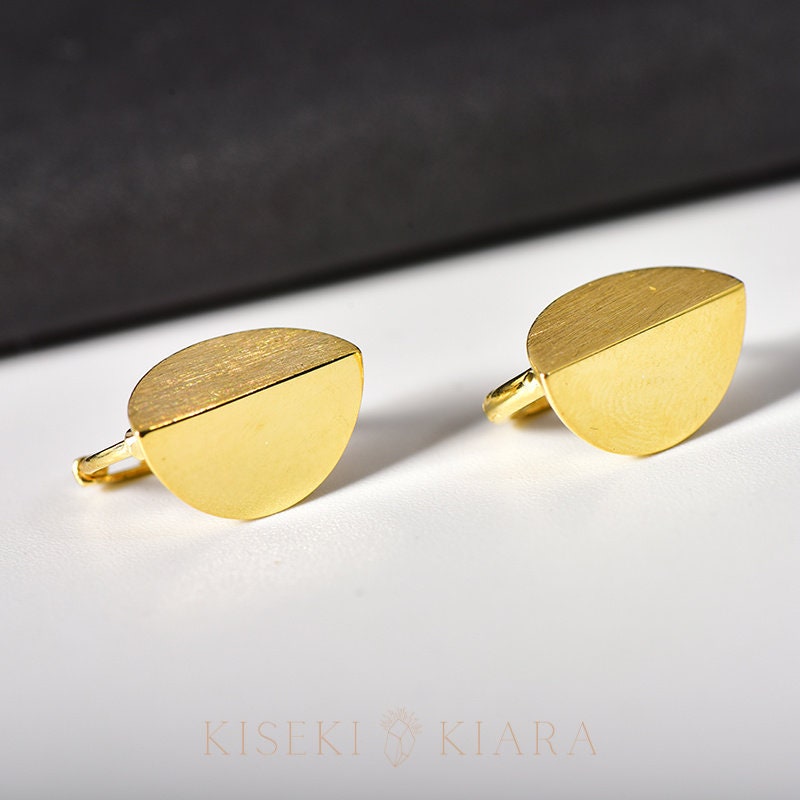 10k Solid Gold 3D Geometric Hoop Earrings, Semicircle Earrings, Cool Ear Piercings, Modern Style Statement Earrings, Unique Big Earrings