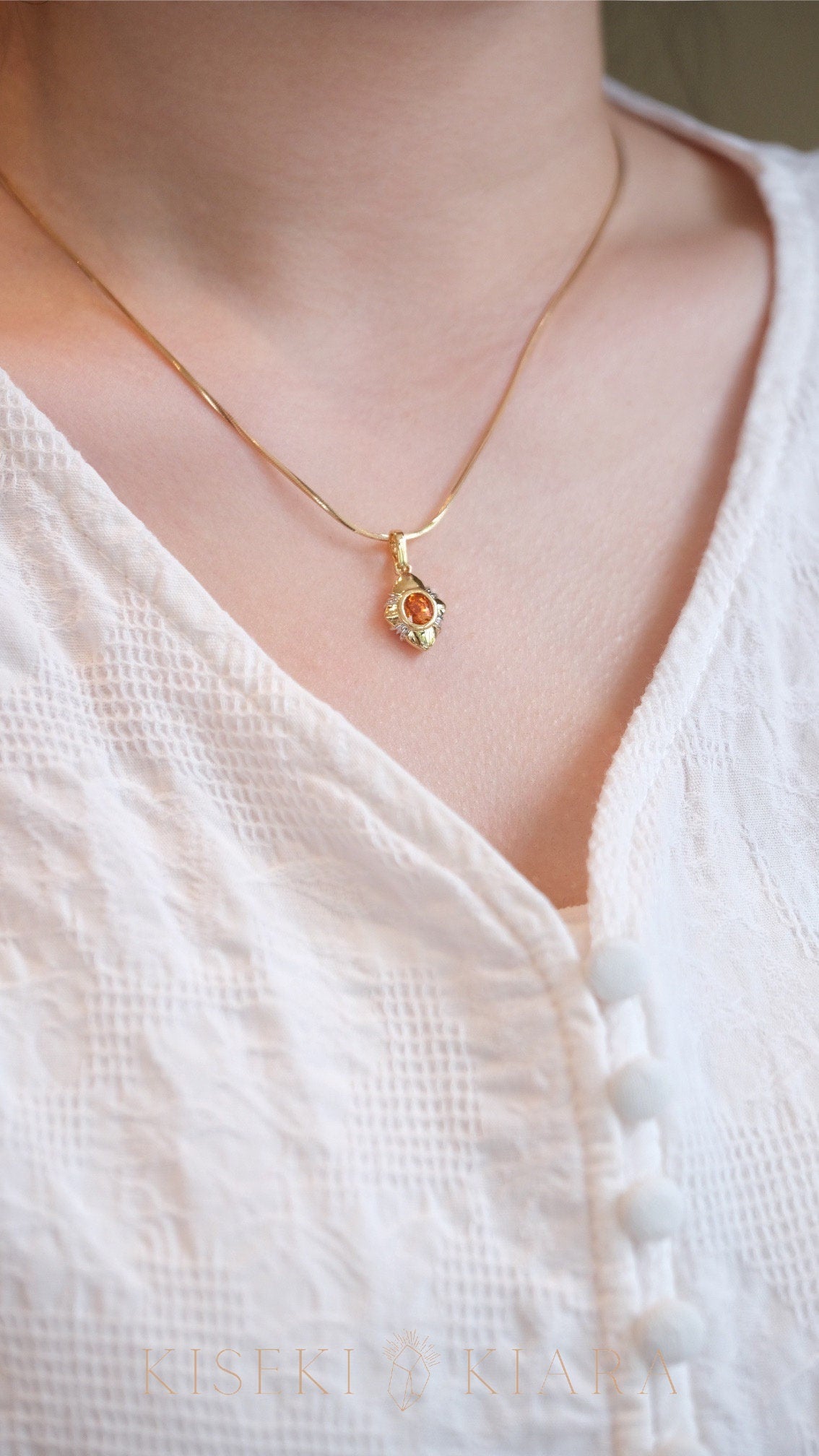Natural Fanta Garnet Minimalist Pendant Necklace, Oval Cut Bright Orange Mandarin Spessartite, Dainty Collar Chain Necklace, Delicate Choker