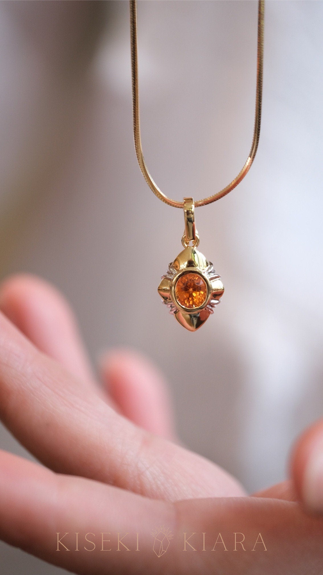 Natural Fanta Garnet Minimalist Pendant Necklace, Oval Cut Bright Orange Mandarin Spessartite, Dainty Collar Chain Necklace, Delicate Choker