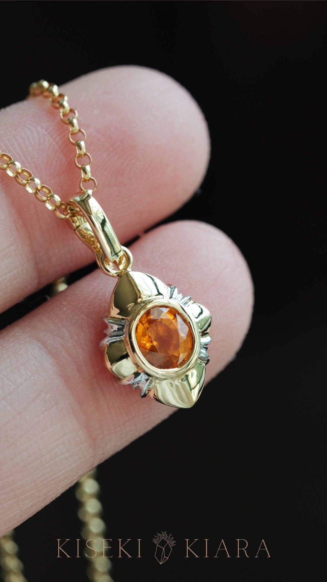 Natural Fanta Garnet Minimalist Pendant Necklace, Oval Cut Bright Orange Mandarin Spessartite, Dainty Collar Chain Necklace, Delicate Choker