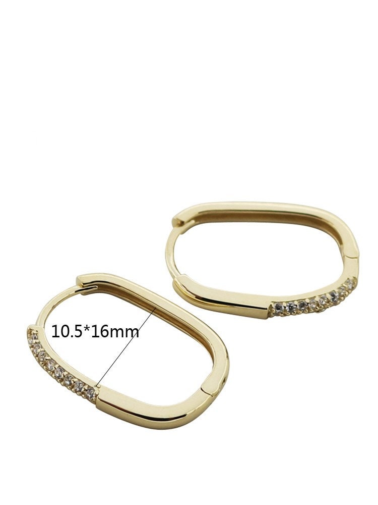 10k Solid Gold Delicate Round Corner Square Hoops, Cz Diamond Earrings, Classic Thin Earrings, Geometric Sparkle Earrings, Hypoallergenic