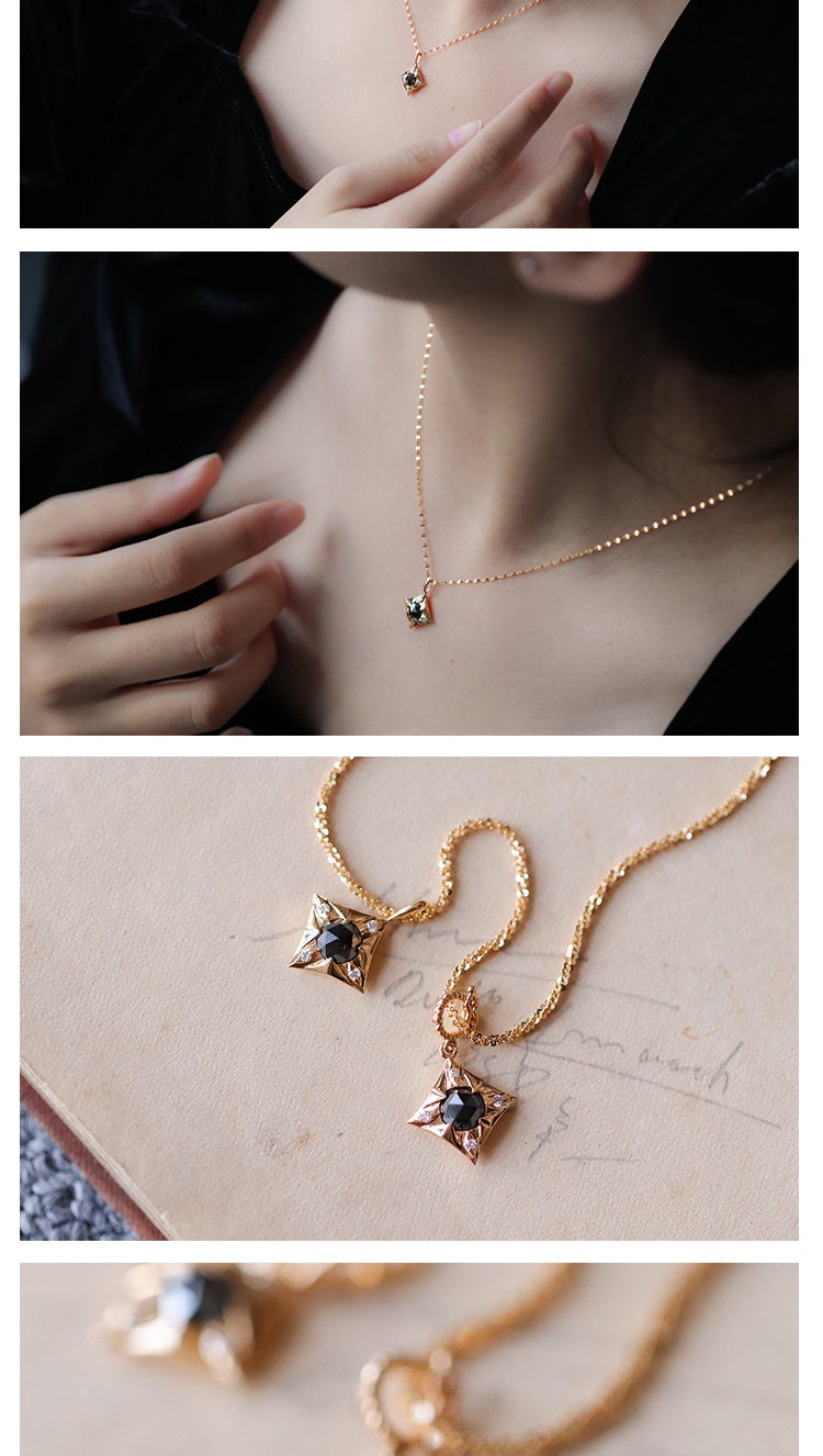 Japanese 9K Gold Vintage Ruby Pendant Necklace, Ruby Moissanite Diamond, Genuine Ruby Pendant, Red Ruby Pendant, July Birthstone Necklace