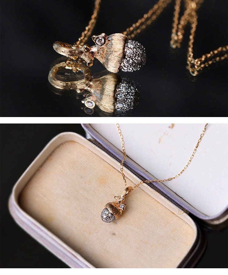 14k Solid Gold Minimalist Acorn Nut Pendant, Acorn Charm Necklace, Nature Inspired Statement Necklace, Handcrafted Earthy Elegance Pendant