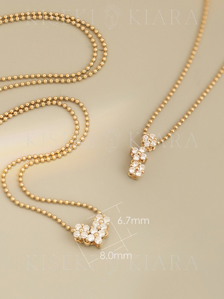 14k Solid Gold Convertible Heart Drop Necklace, Two Way Wear Love Pendant, Dual Fashion Heart Charm, Versatile Heart Statement Piece