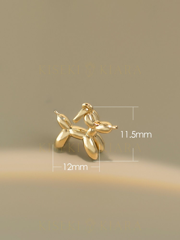 14k Solid Gold Balloon Dog Pendant, Balloon Twisting Puppy Charm Necklace, Animal Pendant Charm, Cute Dog Pendant, Dogs Lover Pet Jewelry