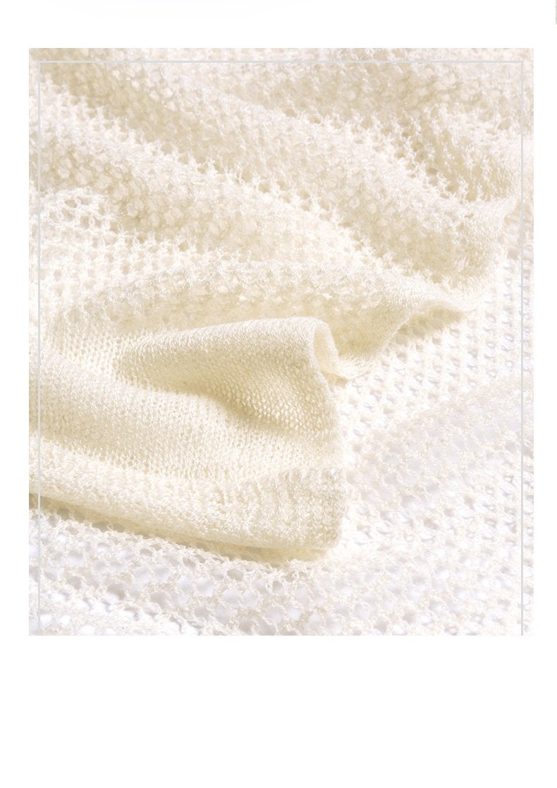 FREE GIFT - White Scarf, Wool Scarf, Lace Silver Metallic Yarn Scarf, Summer Scarves, Winter Scarves, Scarves for Ladies, HandMade Scarves