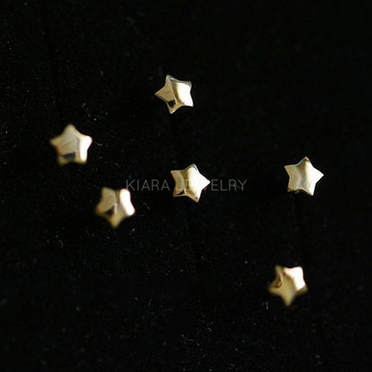 Twinkle Twinkle Little Studs, Star Earrings in Pure 9k Gold, Small Post Earrings for Girls and Women, 3D Tiny Star Jewelry