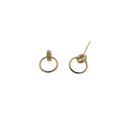 Mini Hoop Earrings, 9k Pure Solid Gold Earrings, Double Hoop Round Ear Studs, Dangling Earrings for Women, Simple Earrings for Work
