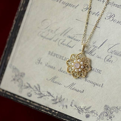 14 Karat Gold Vermeil 925 Silver Romantic Hollow Flower Necklace, Gold Flower Charm Necklace, Layerable Flower Necklace, Boho Chic Fashion