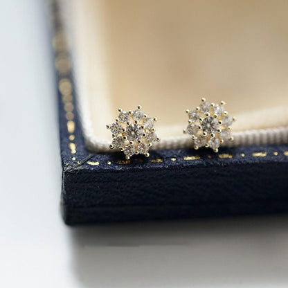Snowflake Gold Stud Earrings, Made From Pure 9kt Gold and Cubic Zirconia, Jewelry For Women, Studs For Men, Studs Diamond Earrings, Diamond