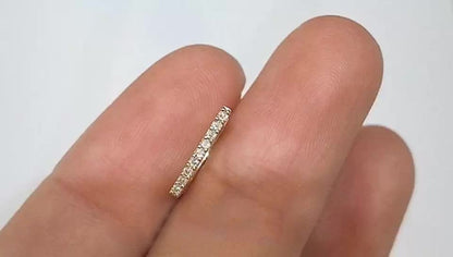 Diamond and Gold Earrings, Row Diamond Earrings, Mini Hoop Earrings for Women, Minimalist Style Earrings for Office and Party Use, 9k Gold