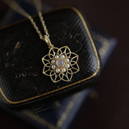 14 Karat Gold Vermeil 925 Silver Romantic Hollow Flower Necklace, Gold Flower Charm Necklace, Layerable Flower Necklace, Boho Chic Fashion