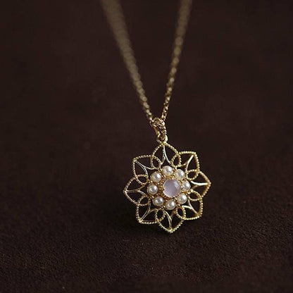 14 Karat Gold Vermeil 925 Silver Romantic Hollow Flower Necklace, Gold Flower Charm Necklace, Layerable Flower Necklace, Boho Chic Fashion