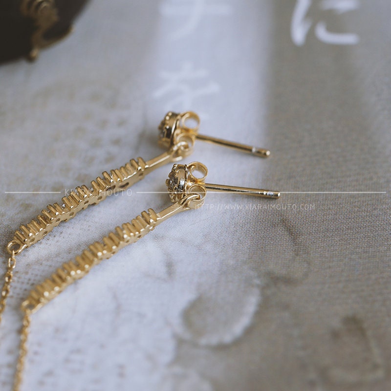 Crystal and Gold Drop Earrings, Diamonique Earrings, 14K Gold Plated, Gold Earrings Small, Jewelry Store, Gold Drop Earrings For Women